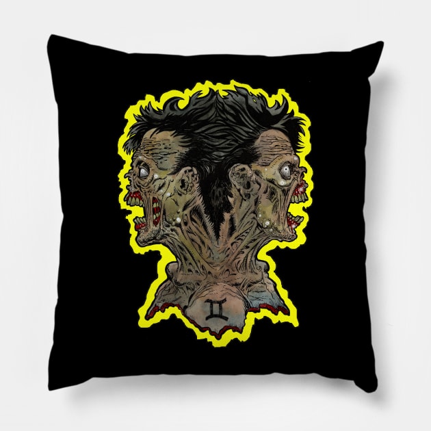 Zombie Art : ZOMBIE ZODIAC HORRORSCOPE (Gemini) Pillow by rsacchetto