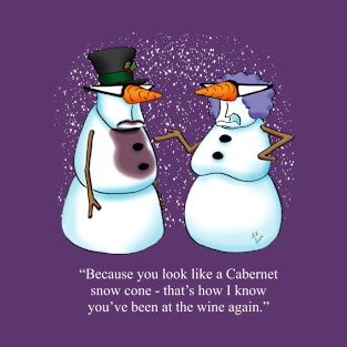 Funny Spectickles Wine Snowman Cartoon Humor T-Shirt