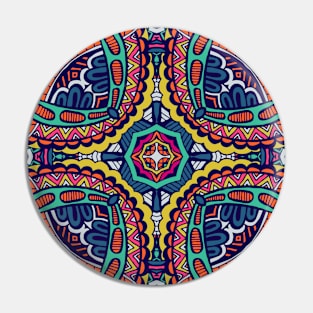 Colorful Oriental Rug Mandala Boho Pattern Pin