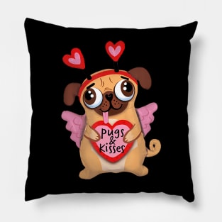 Pugs Valentine  Cupid Pug Kisses Valentine Pug Lover Pillow