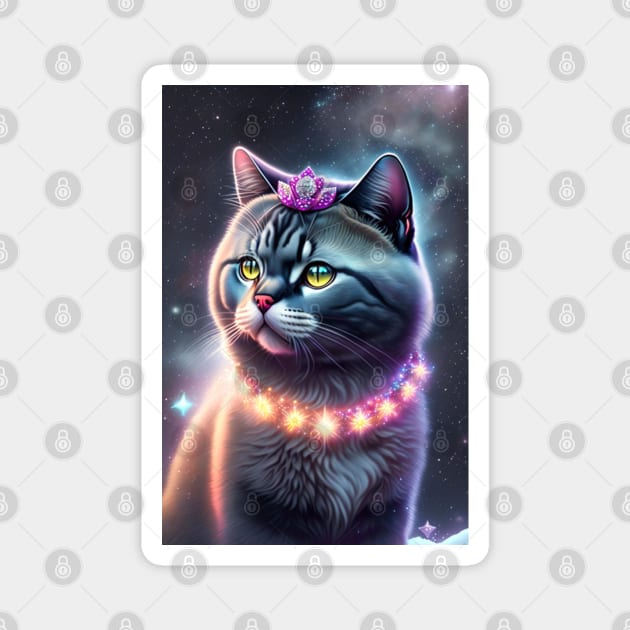 Black Diva British Shorthair Cat Magnet by Enchanted Reverie