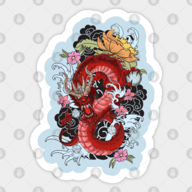 Chinese Dragon Design Tattoo Style Dragon Tattoo Sticker Teepublic