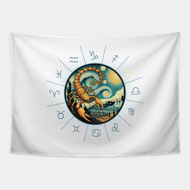 ZODIAC Scorpio - Astrological SCORPIO - SCORPIO - ZODIAC sign - Van Gogh style - 3 Tapestry by ArtProjectShop