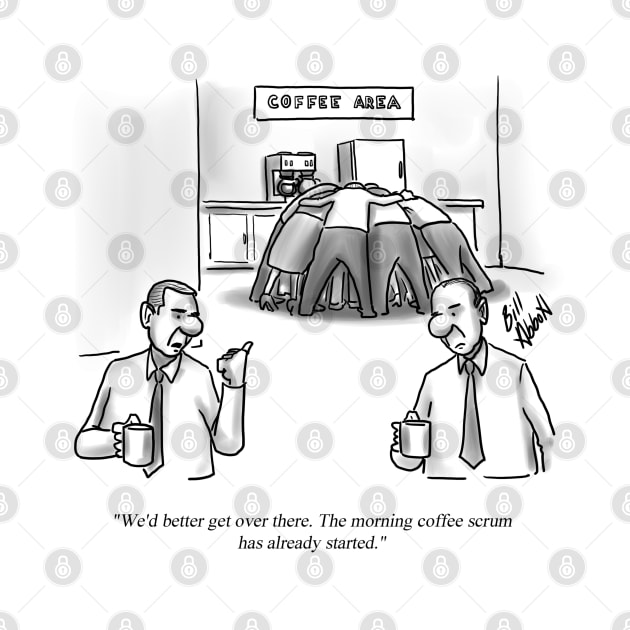 Classic Office Coffee Scrum Cartoon by abbottcartoons