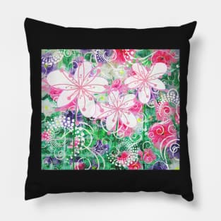 Joyful White Flowers by Jan Marvin Pillow