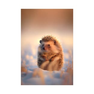 Cute Hedgehog On Winter Field T-Shirt
