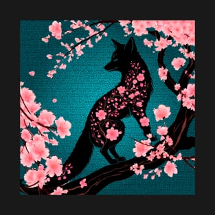 Spring sakura fox with background T-Shirt