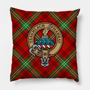 Clan Morrison Crest over Red Tartan Pillow