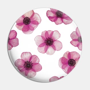 Transparent Pink Anemones watercolor print. Translucent Poppy flowers spring romantic composition Pin