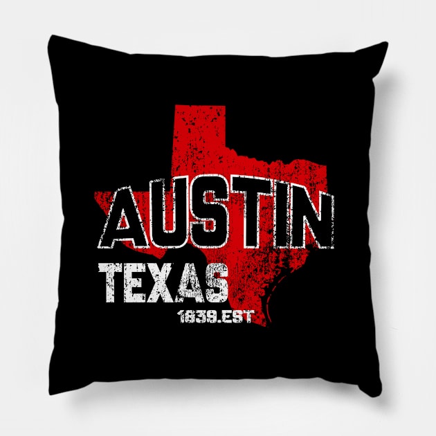 Austin Texas TX Vintage Gift Pillow by UranusArts