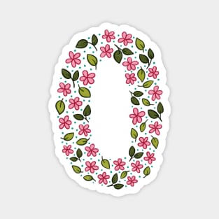 Floral Monogram Letter O Magnet