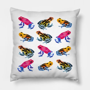 Watercolor Rainbow Poison Dart Frogs - Tropical Pillow