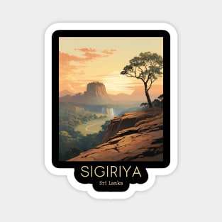 A Vintage Travel Illustration of Sigiriya - Sri Lanka Magnet