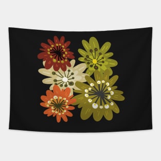 Fun flowerpower pattern in 1970-style, orange, red, green, beige Tapestry