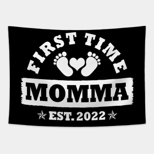 First Time Momma Est 2022 Funny New Momma Gift Tapestry