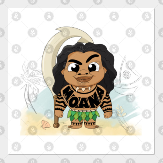 Maui Moana Cartoon Hawaiian Baby Boy Maui Hook Surf Moana Surfrider Posters And Art Prints Teepublic