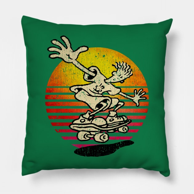 Fido Dido Keep on Skating 1985 Retro Pillow by RASRAP