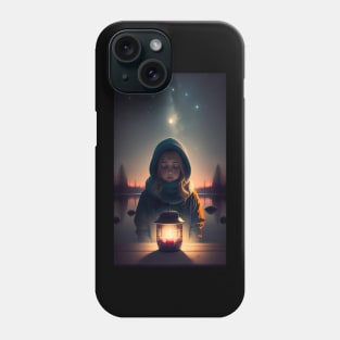 hooded girl in the lake at night Phone Case