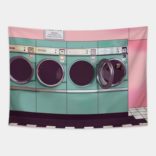 Pastel laundromat Tapestry by Mimie20