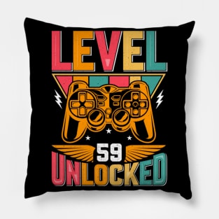 Level 59 Unlocked Awesome Since 1964 Funny Gamer Birthday Pillow