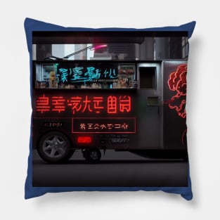 Cyberpunk Tokyo Ramen Food Truck Pillow