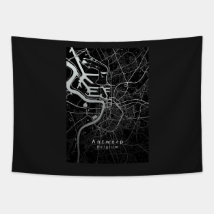 Antwerpen Belgium City Map dark Tapestry