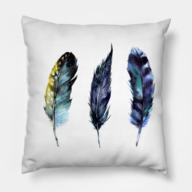 Feathers on Stripes Pillow by machare