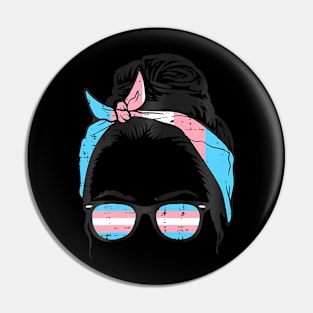 Messy Hair Bun Transgender Headband Sunglasses Trans Pride Pin