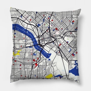 Dallas (United States) Map x Piet Mondrian Pillow