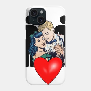 Blond boy's red heart with brunette girlfriend Phone Case