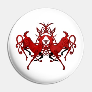 Red Knotwork Deer Pin