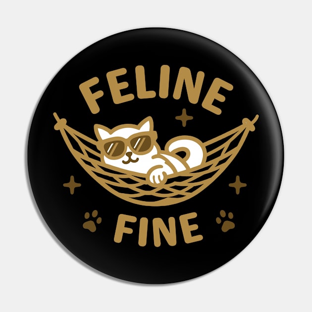 Feline Fine | Cute cat with sunglass saying feeling fine | Cute and funny cat puns Pin by Nora Liak