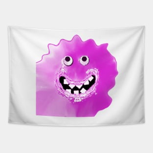 Goofy Jelly Monster Emoji Pixel Smiling Face Tapestry