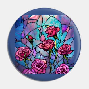 Stained Glass Roses Pin