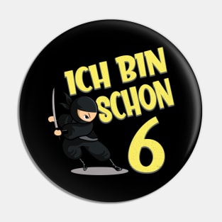 Ninja 6. Kinder Geburtstag 6 Jahre Pin