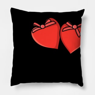 Christmas heart shape pillows with gift ribbon, bow vector icon illustration. Pillow