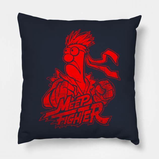 Beaker Meep Red Pillow by Botak Solid Art