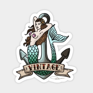 Retro Mermaid Tattoo Art Magnet