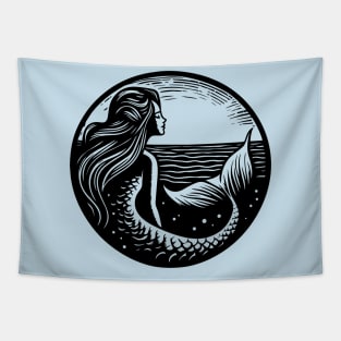 Woodcut Mermaid Tapestry