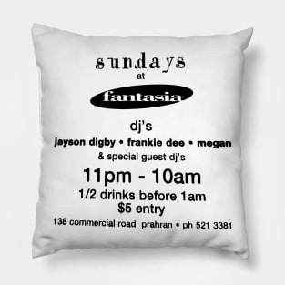 Sunday's at Fantasia - Prahran, Melbourne (Retro Australian Gay Bar) Pillow