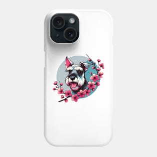 Standard Schnauzer Welcomes Spring with Cherry Blossoms Phone Case