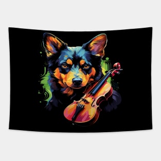 Australian Kelpie Playing Violin Tapestry