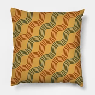 Retro wave pattern on gold background Pillow