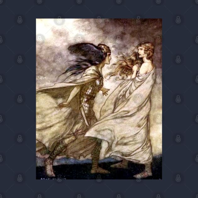 Waltraute Confronts Brunnhilde - Seigfried and the Twilight of the Gods - Arthur Rackham by forgottenbeauty