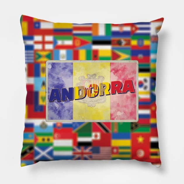 Andorra Vintage style retro souvenir Pillow by DesignerPropo