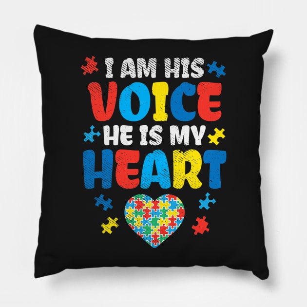 I Am His Voice He Is My Heart Autism Awareness Asl Sped Pillow by CarolIrvine