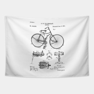 Bicycle Patent - Cycling Art - Black And White Tapestry