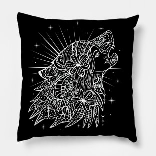 Woman Head Mystical Line Art Pillow