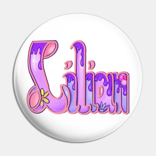 Lilian with purple drips Girls and womens Personalized Custom name Lilian Pin