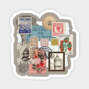 Aesthetic vintage retro stamps letters romantic inspiration gift ideas travel Magnet